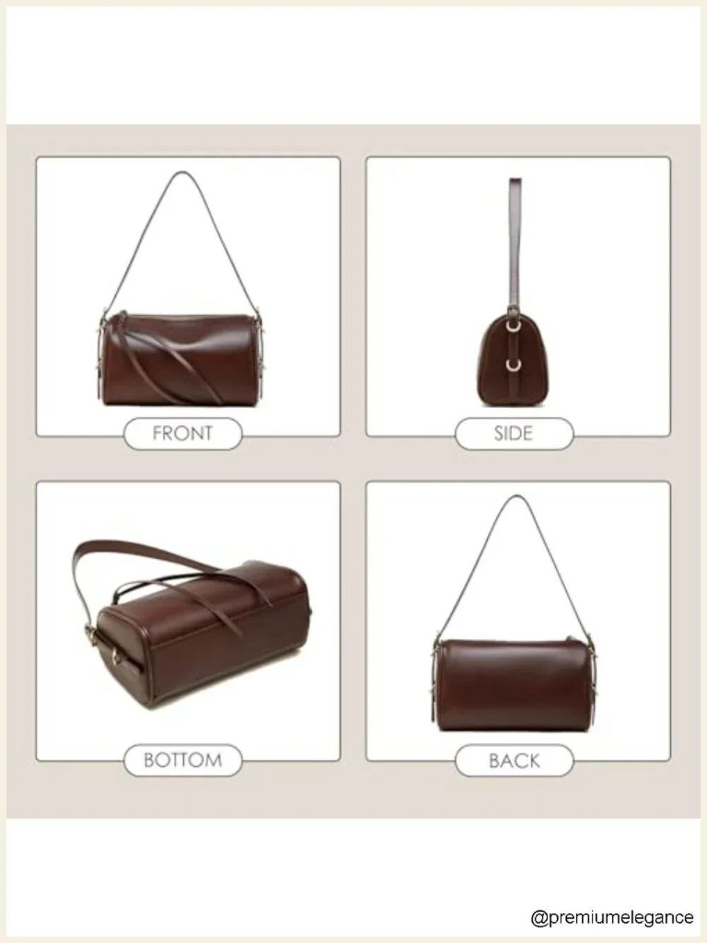 Genuine Leather Hobo Crossbody Bag with Adjustable Strap, Zip Closure,